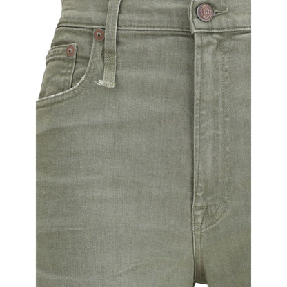 R13 Green Cotton Flared Jeans