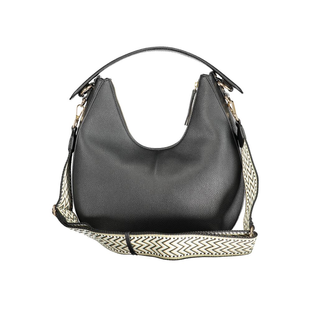 Mario Valentino Black Polyethylene Handbag with shoulder handle, removable straps, internal pocket, and phone holder spaces.
