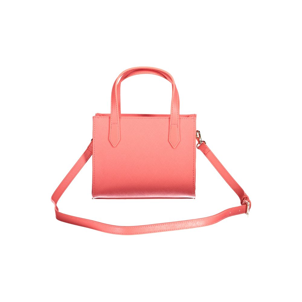 Mario Valentino Pink Polyethylene Women Handbag with adjustable strap and double handles, showcasing sustainable luxury design.