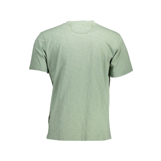 Back view of La Martina Green Cotton Men T-Shirt showcasing regular fit and crew neck design.