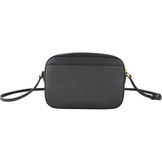 Michael Kors | Jet Set Item Large East West Saffiano Leather Zip Chain Crossbody Handbag (Black Solid/Gold)| McRichard Designer Brands   