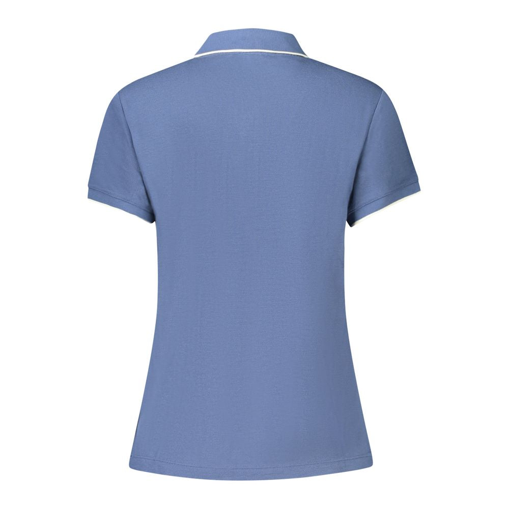 North Sails Blue Cotton Women Polo Shirt with short sleeves and contrasting details, highlighting casual chic and the North Sails logo.
