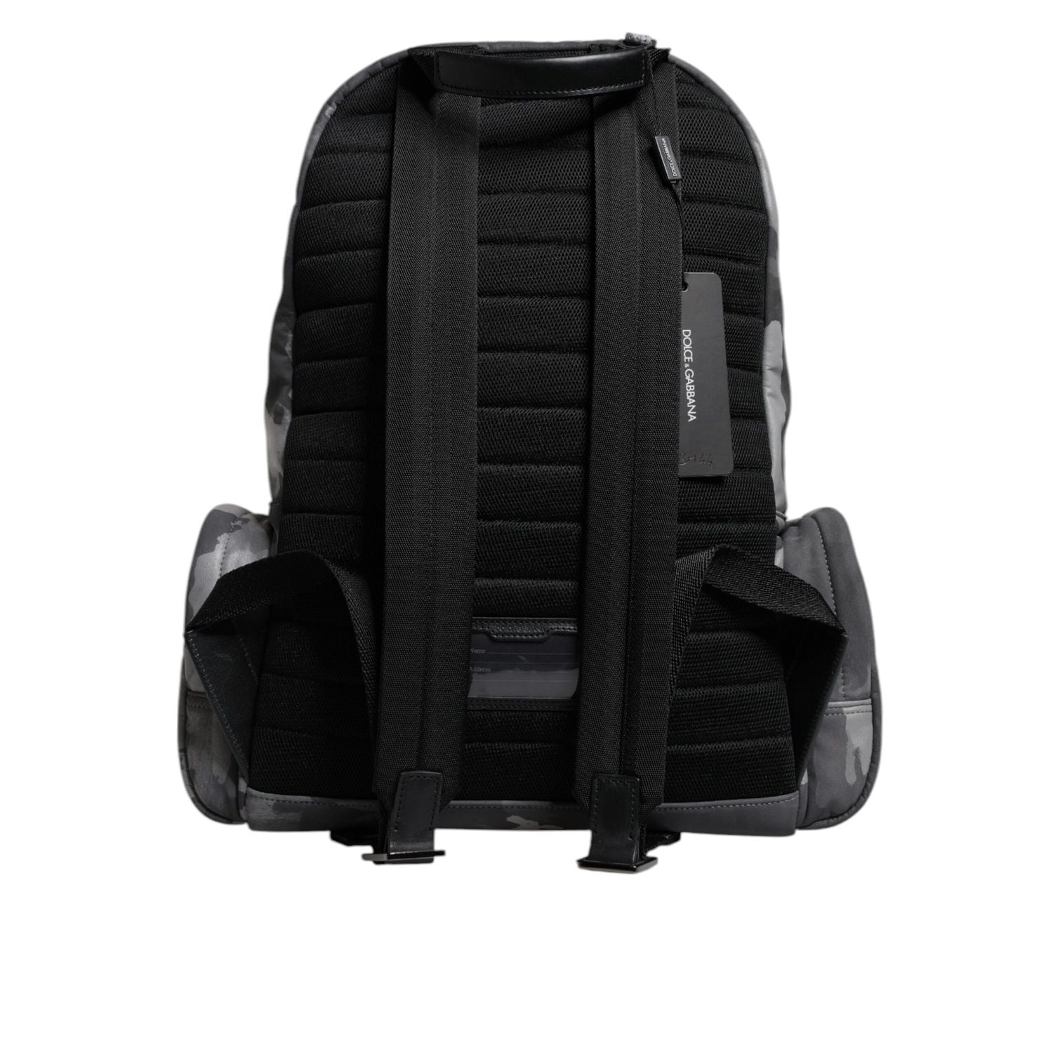 Dolce & Gabbana Gray Cotton Camouflage Logo Plaque Backpack Bag