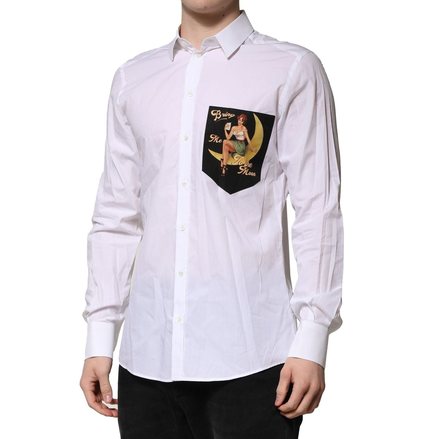 Dolce & Gabbana White Cotton MARTINI Long Sleeve Formal Shirt