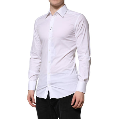 Dolce & Gabbana White Cotton GOLD Long Sleeves Formal Shirt