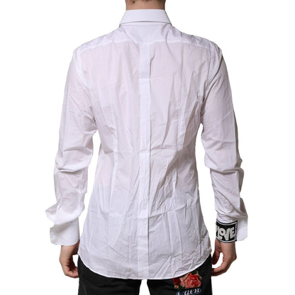 Dolce & Gabbana White Cotton GOLD Long Sleeves Formal Shirt