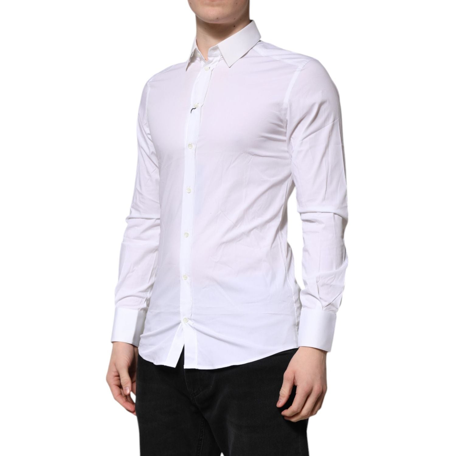 Dolce & Gabbana White GOLD Long Sleeves Dress Formal Shirt