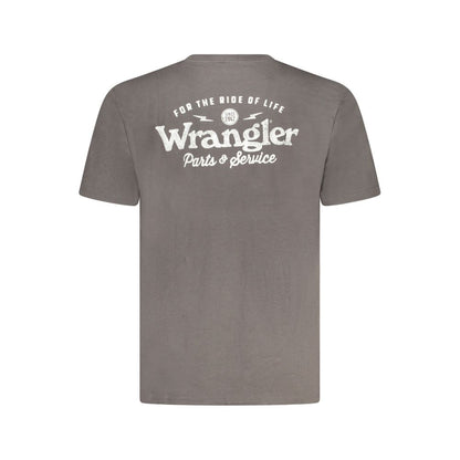 Wrangler Black Cotton T-Shirt with graphic logo print and crew neck, short sleeve design, perfect casual wear for all seasons.