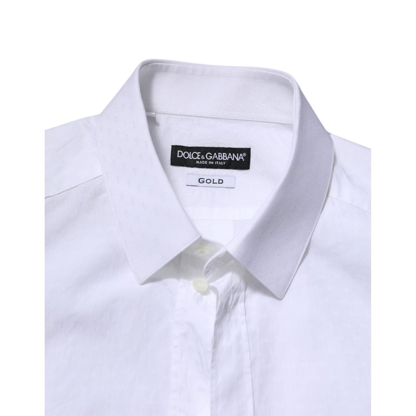 Dolce & Gabbana White GOLD Long Sleeve Dress Men Formal Shirt