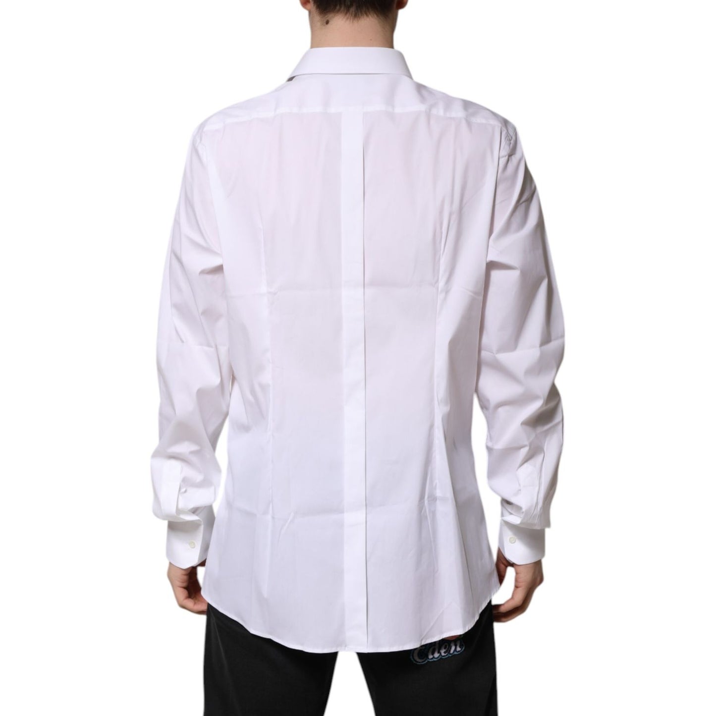 Dolce & Gabbana White GOLD Long Sleeve Dress Men Formal Shirt