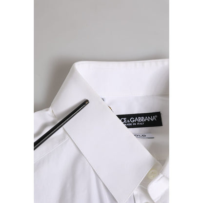 Dolce & Gabbana White GOLD Long Sleeve Dress Formal Shirt