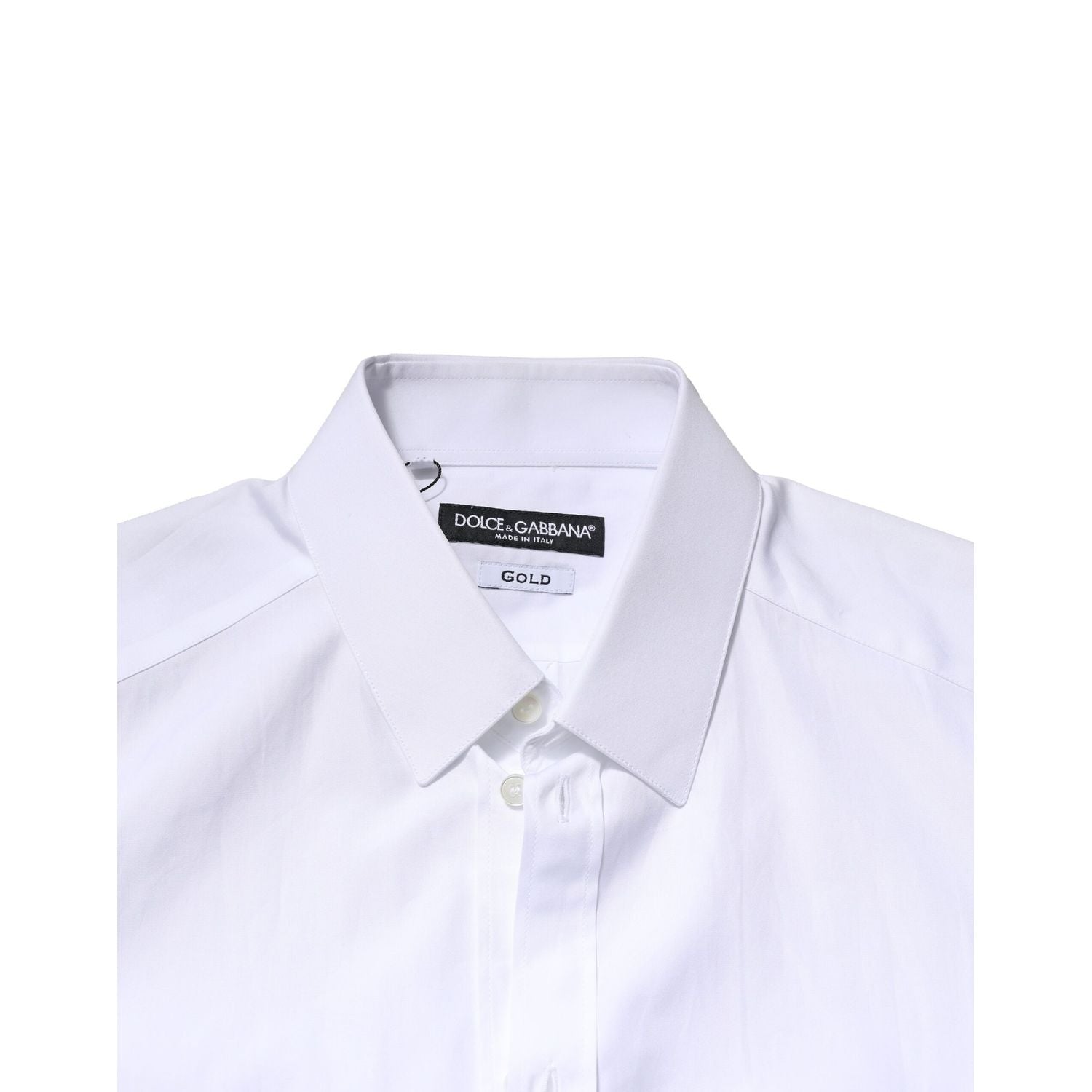 Dolce & Gabbana White GOLD Cotton Long Sleeves Men Formal Shirt