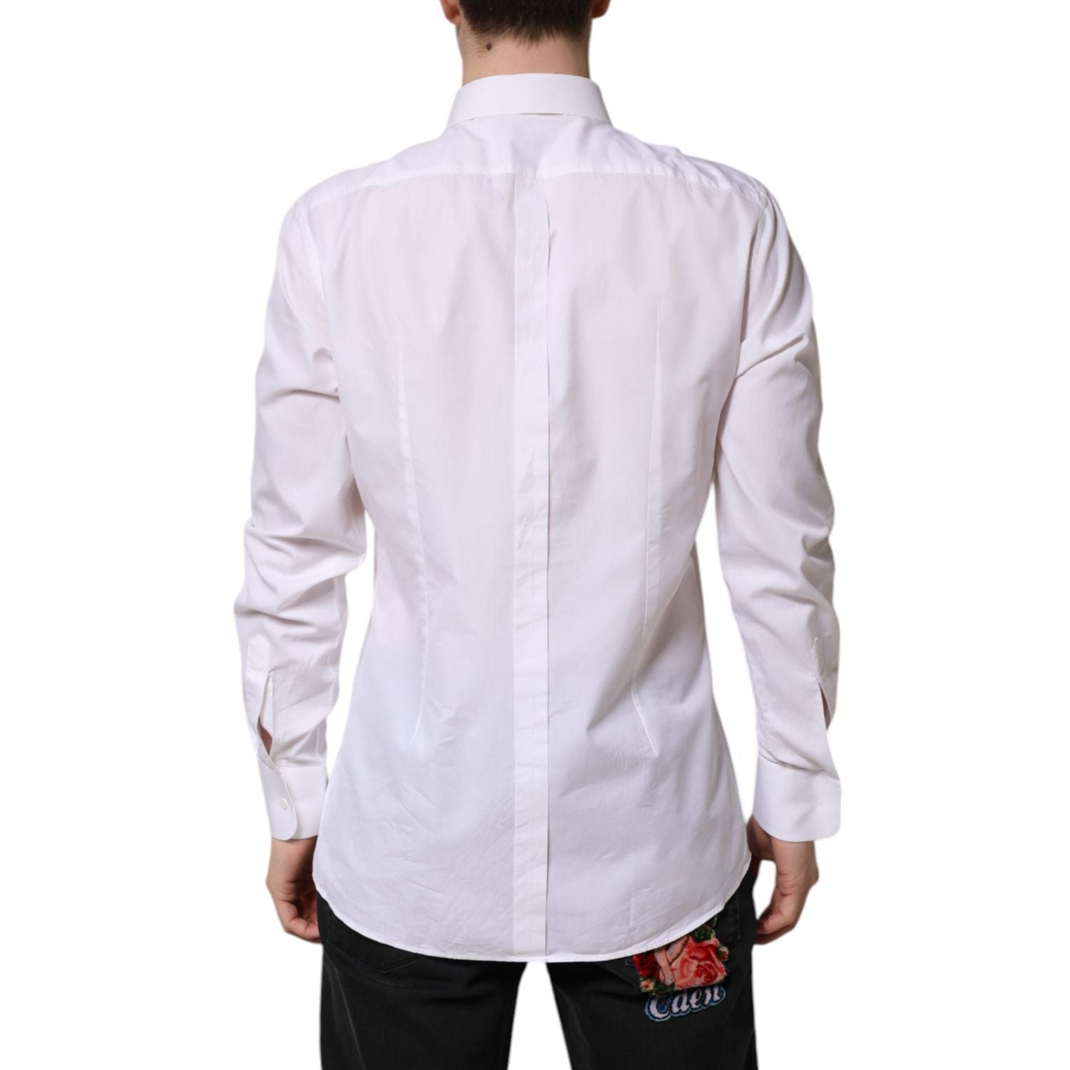 Dolce & Gabbana White GOLD Cotton Long Sleeves Formal Shirt