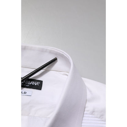 Dolce & Gabbana White GOLD Cotton Long Sleeves Formal Shirt
