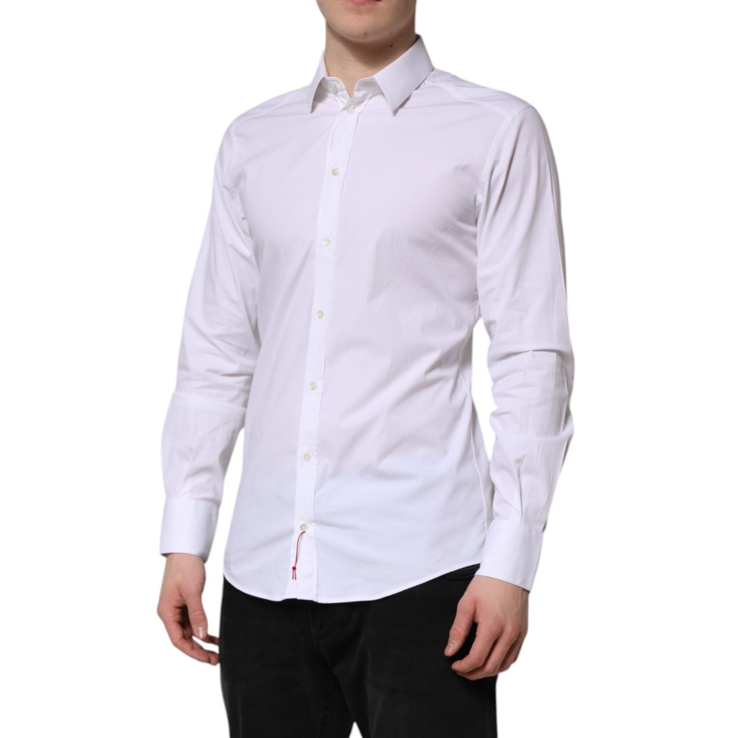 Dolce & Gabbana White GOLD Cotton Men Dress Formal Shirt
