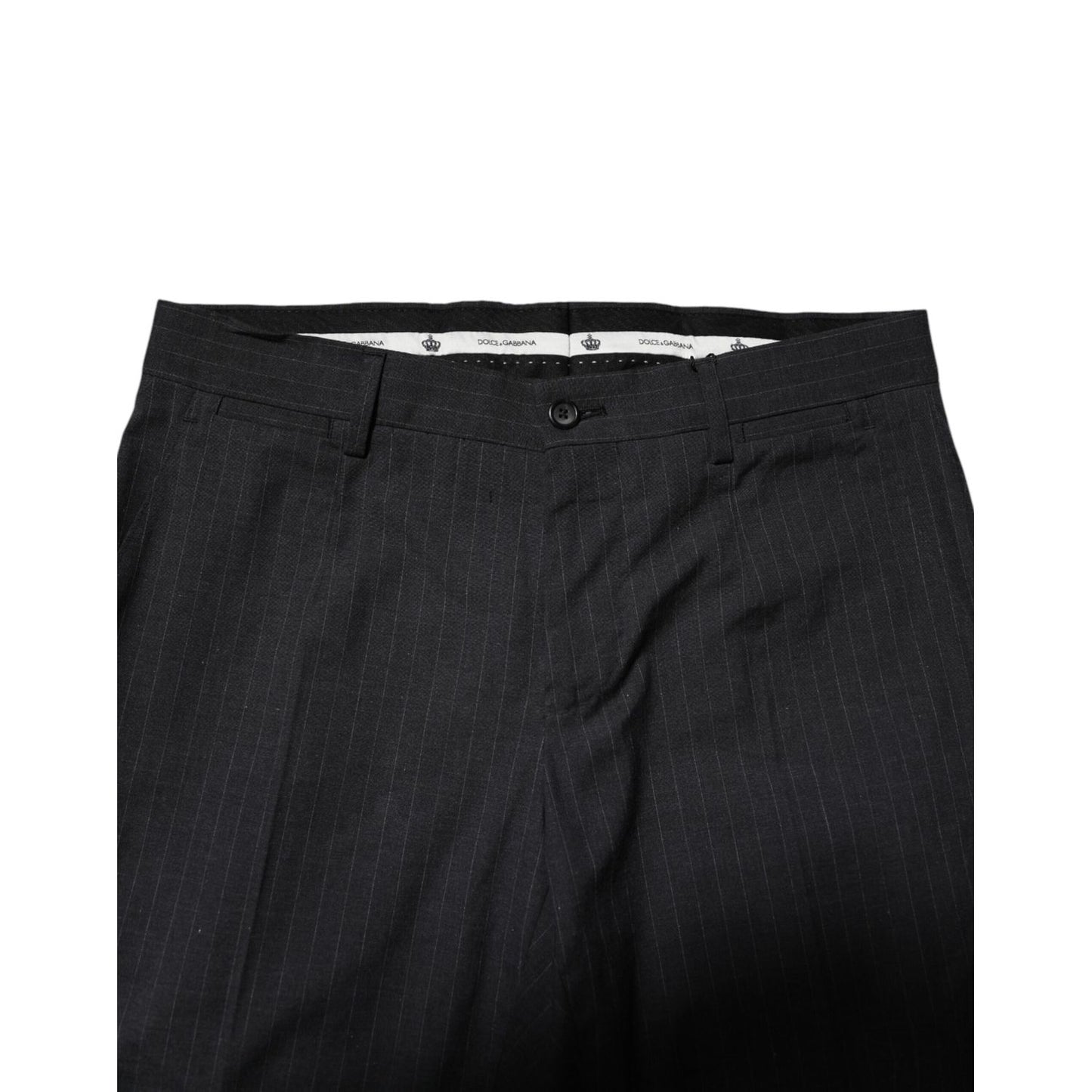 Dolce & Gabbana Gray Striped Cotton Formal Pants