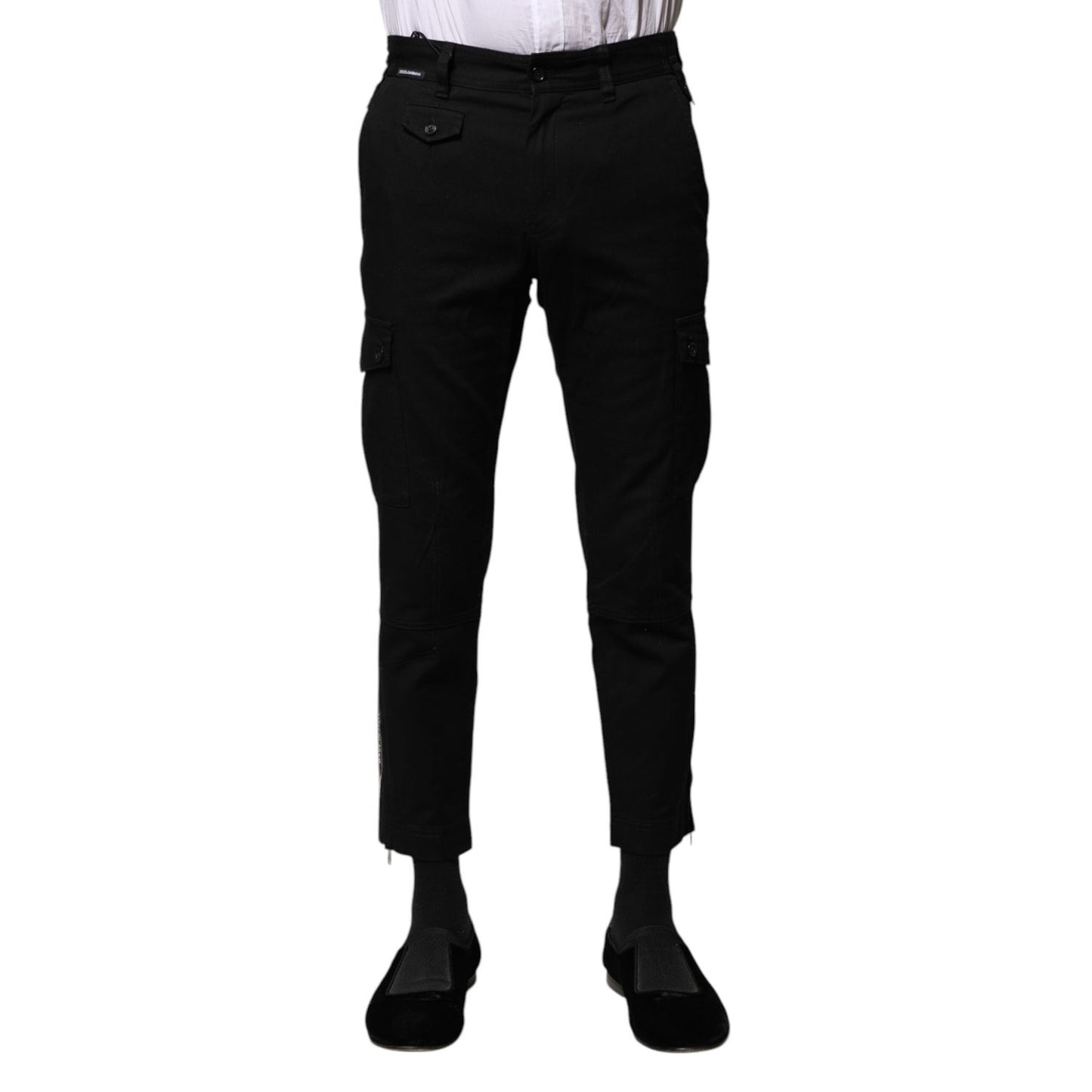 Dolce & Gabbana Black Cotton Formal Men Cropped Pants