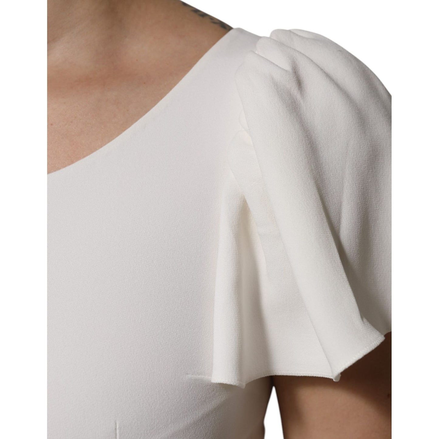 Dolce & Gabbana White Viscose Round Neck Short Sleeves Top