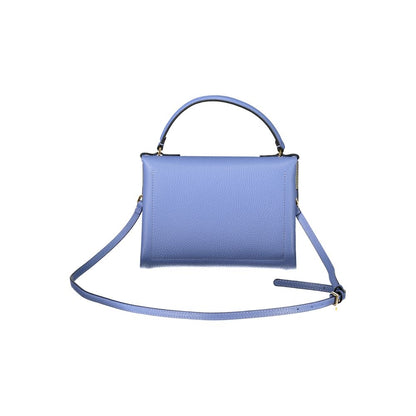 Coccinelle Light Blue Leather Women Handbag with adjustable strap and single handle for versatile styling and secure twist closure.
