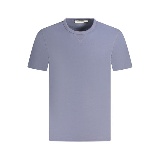 Calvin Klein Blue Cotton T-Shirt with short sleeves, crew neck, contrasting details and logo application, made of 95% regenerative cotton.