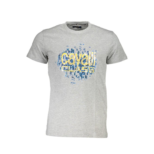 Gray Cavalli Class T-shirt with crew neck and logo design on the front.