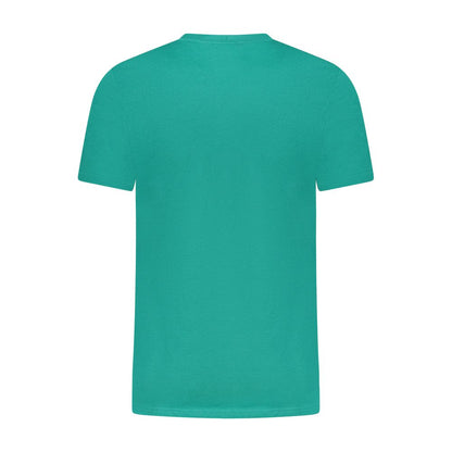 Cavalli Class Green Cotton T-Shirt, short sleeve crew neck with print and logo, back view