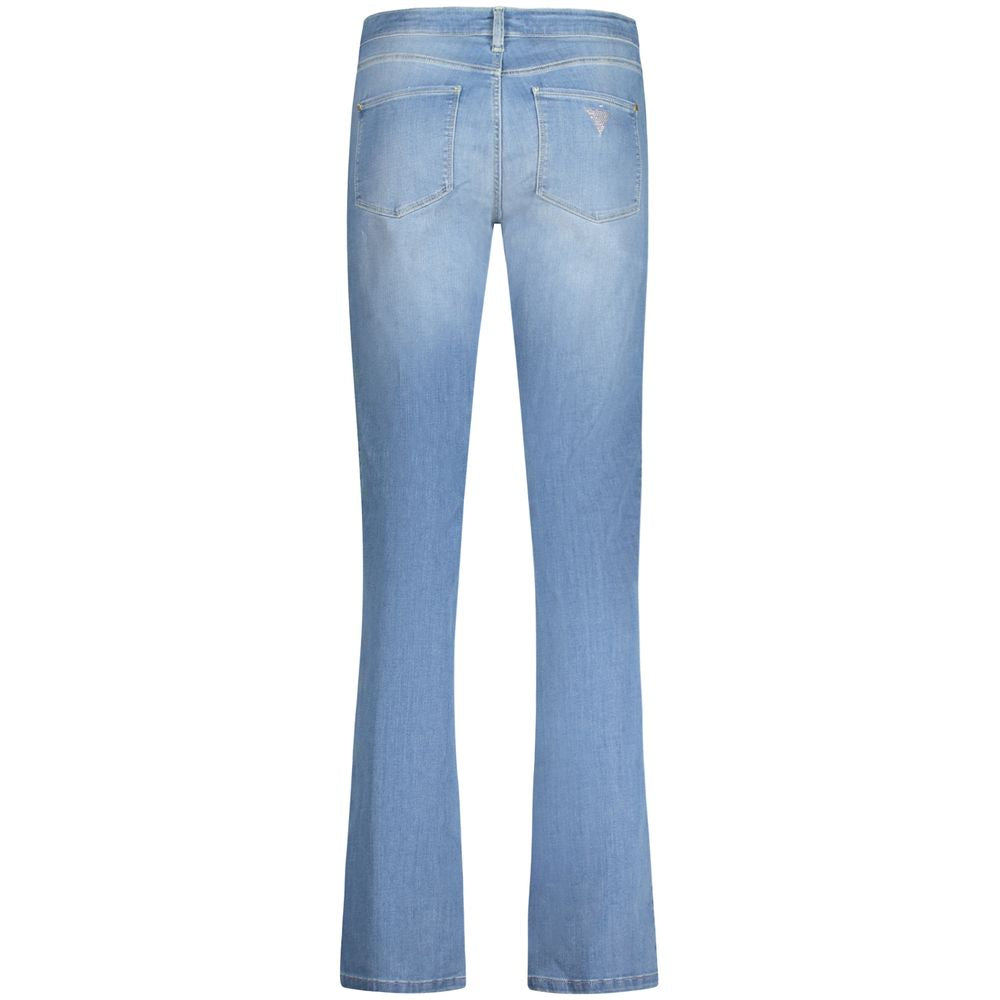 Back view of Guess Jeans Blue Cotton Women Jeans showcasing classic wash and 5-pocket design.
