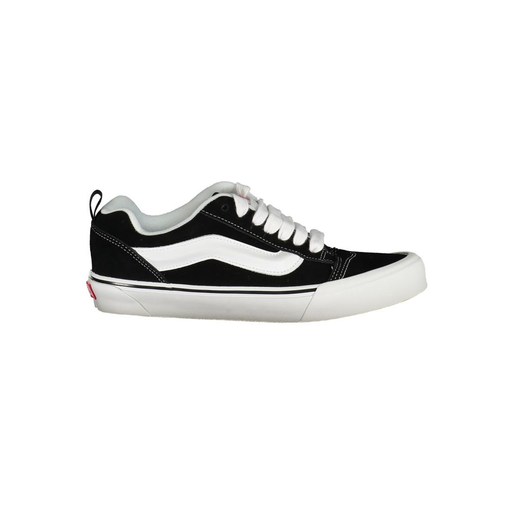 Side view of Vans Black Polyester Men Sneaker with iconic Old Skool design and contrasting details.