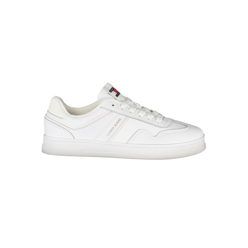 Tommy Hilfiger White Polyethylene Women Sneaker, featuring a chic design with contrasting white details and removable footbed for comfort.