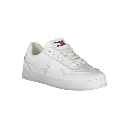 Tommy Hilfiger White Polyethylene Women Sneaker with dynamic design and comfort features, showcasing casual chic style.