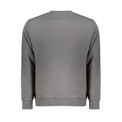 Back view of North Sails Gray Cotton Men Sweater showcasing classic crew neck and long sleeves.