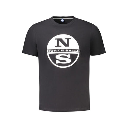North Sails Black Cotton Men T-Shirt with logo and crew neck design