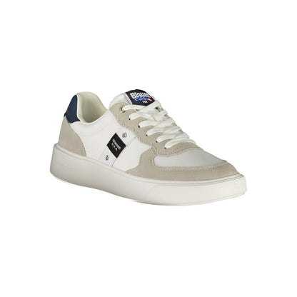 Blauer White Leather Men Sneaker