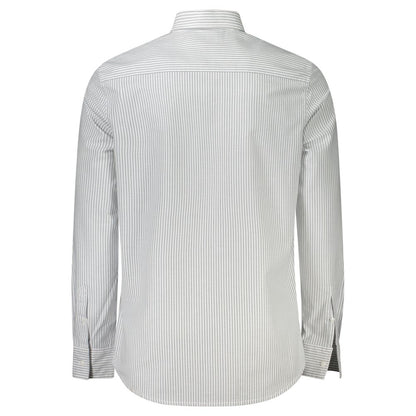 Back view of Calvin Klein White Cotton Men Shirt with Italian collar and striped design