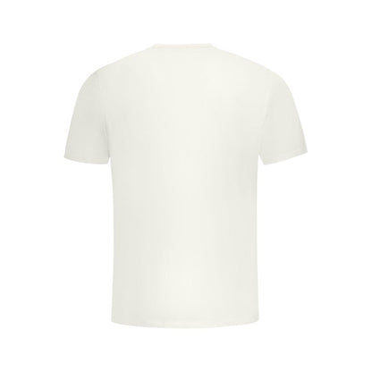 Back view of North Sails White Cotton Men T-Shirt showcasing simple design and premium fabric.