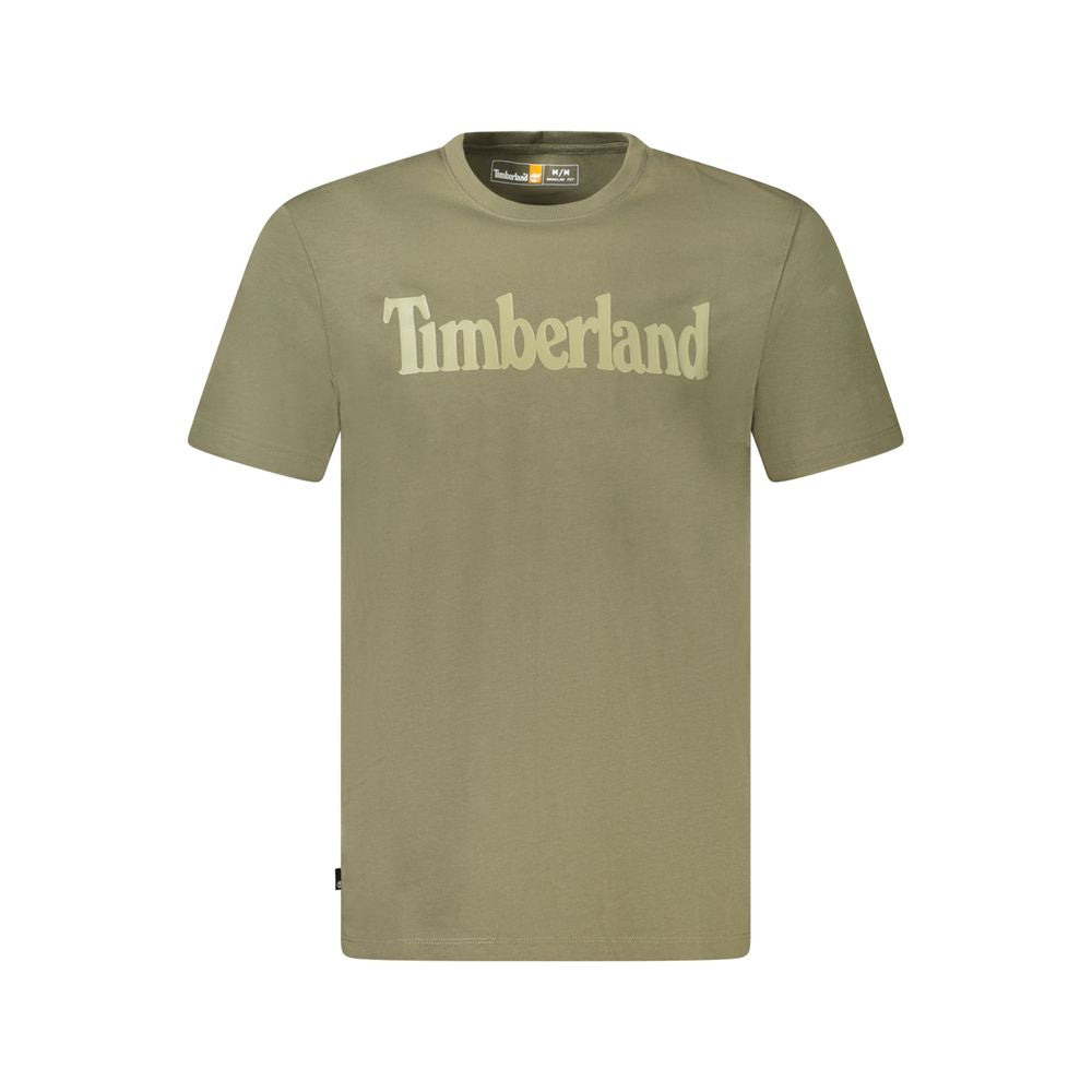Timberland Green Cotton T-Shirt, regular fit, short sleeve, crew neck, wordmark logo, 100% organic cotton