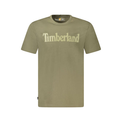 Timberland Green Cotton T-Shirt, regular fit, short sleeve, crew neck, wordmark logo, 100% organic cotton