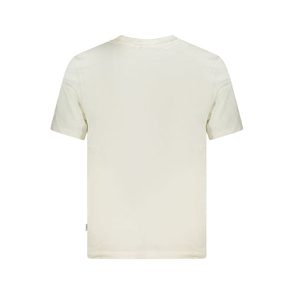 Back view of Pepe Jeans White Cotton T-Shirt with crew neck, short sleeves, and logo print made from 100% sustainable cotton.