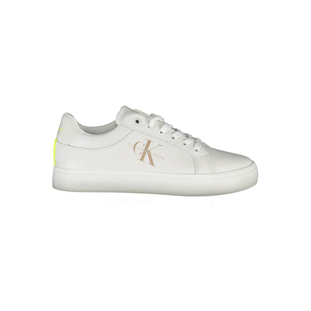 Calvin Klein White Leather Women Sneaker with logo and eco-friendly design