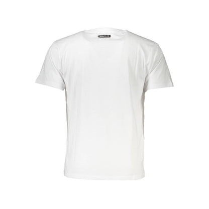 Cavalli Class White Cotton Men T-Shirt featuring minimalist design and premium cotton material for comfortable, stylish wear.