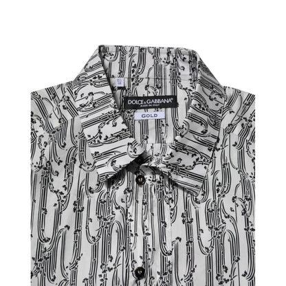 Dolce & Gabbana White Floral Print Casual Long Sleeves Shirt