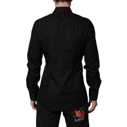Dolce & Gabbana Black GOLD Long Sleeves Men Formal Dress Shirt