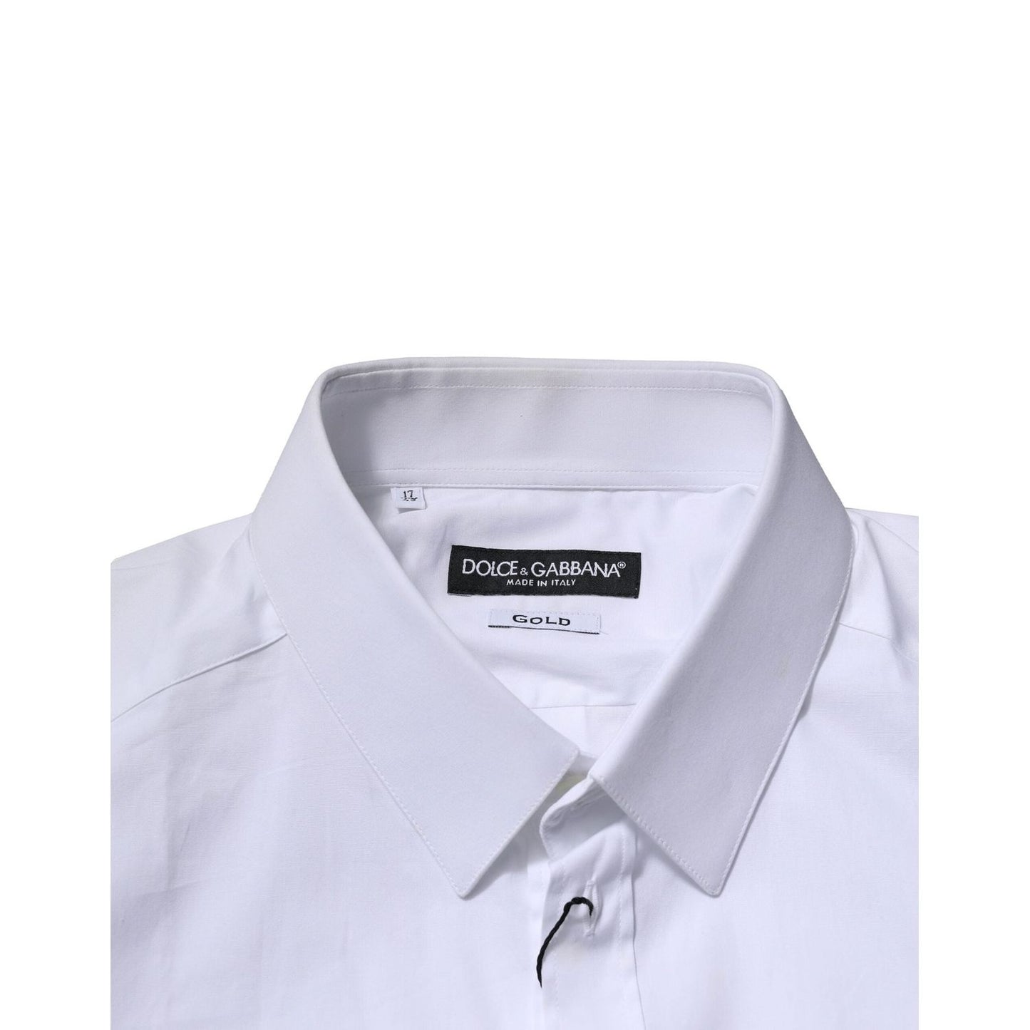Dolce & Gabbana White Cotton GOLD Long Sleeves Dress Shirt