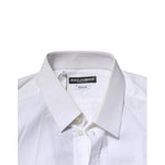 Dolce & Gabbana White Cotton GOLD Long Sleeves Dress Men Shirt TSH906926-38