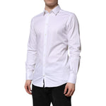 Dolce & Gabbana White Cotton GOLD Long Sleeve Men Dress Shirt TSH906932-39
