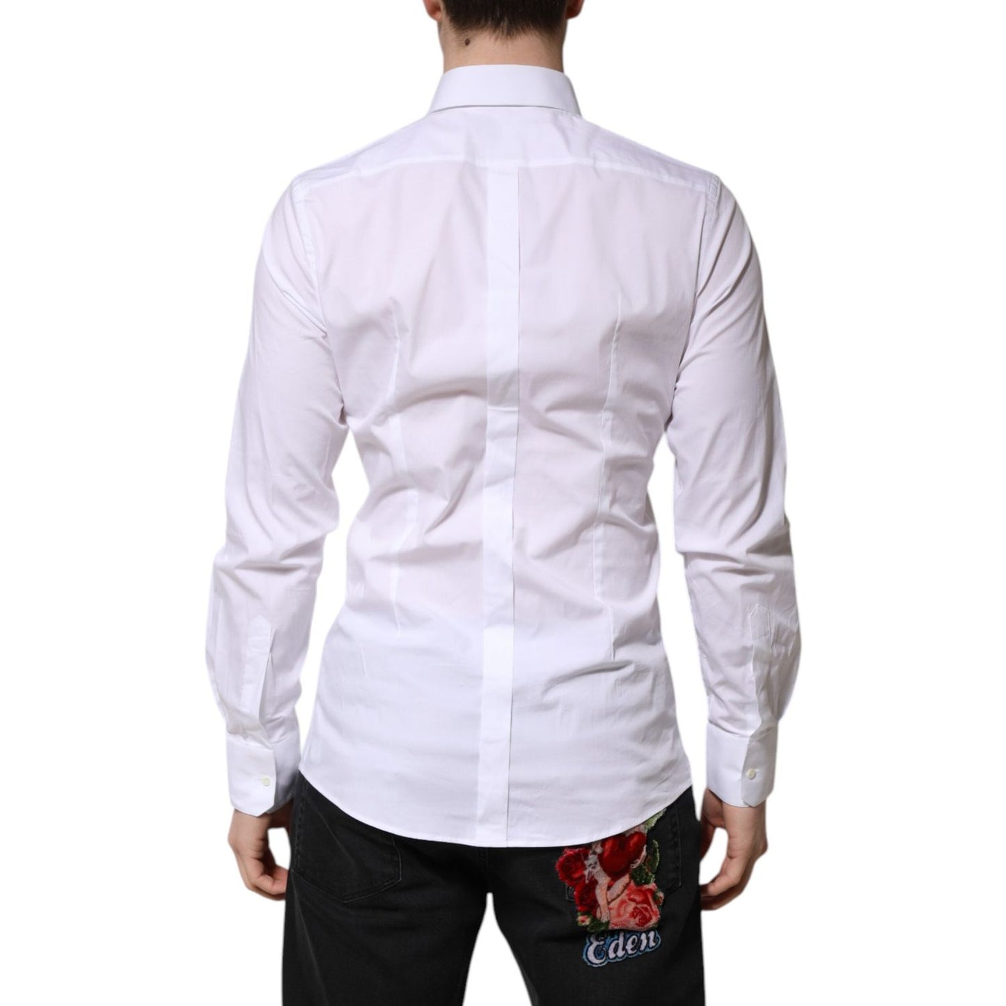 Dolce & Gabbana White Cotton GOLD Long Sleeve Men Dress Shirt TSH906933-39