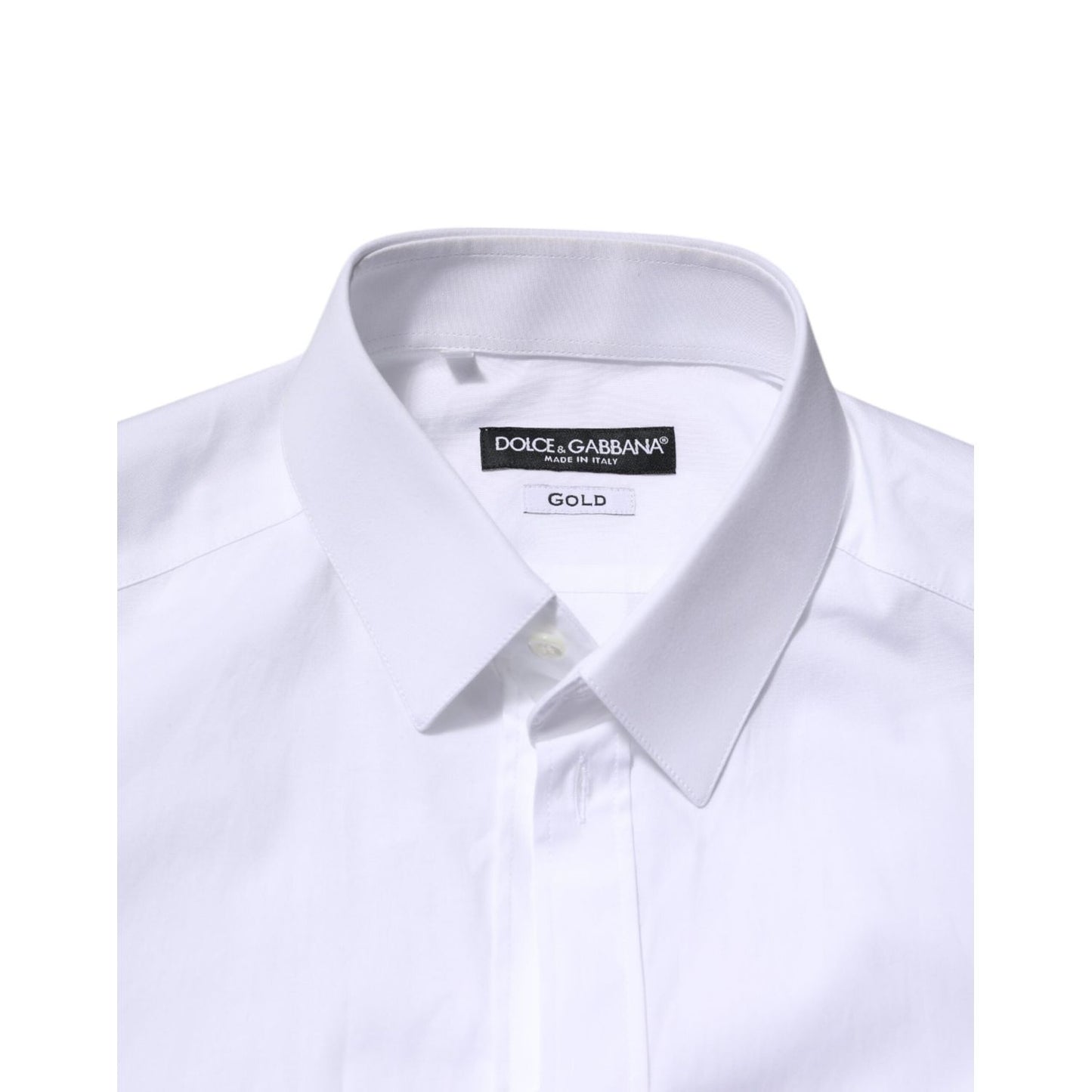Dolce & Gabbana White Cotton GOLD Long Sleeve Men Dress Shirt TSH906933-39