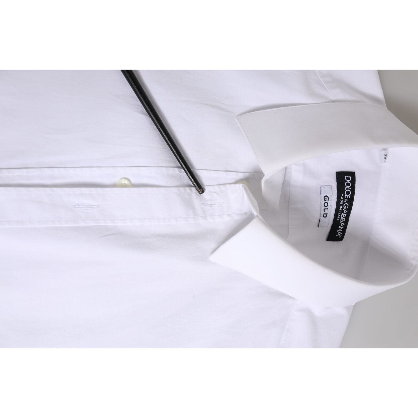 Dolce & Gabbana White Cotton GOLD Long Sleeve Men Dress Shirt TSH906933-39