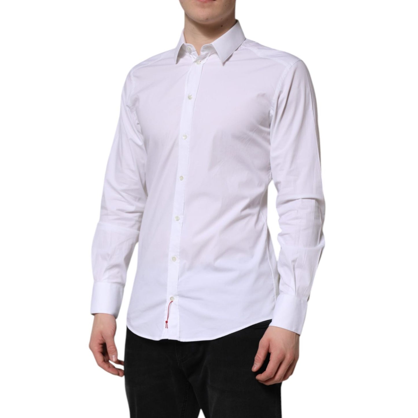 Dolce & Gabbana White Cotton GOLD Long Sleeves Dress Shirt TSH906936-37