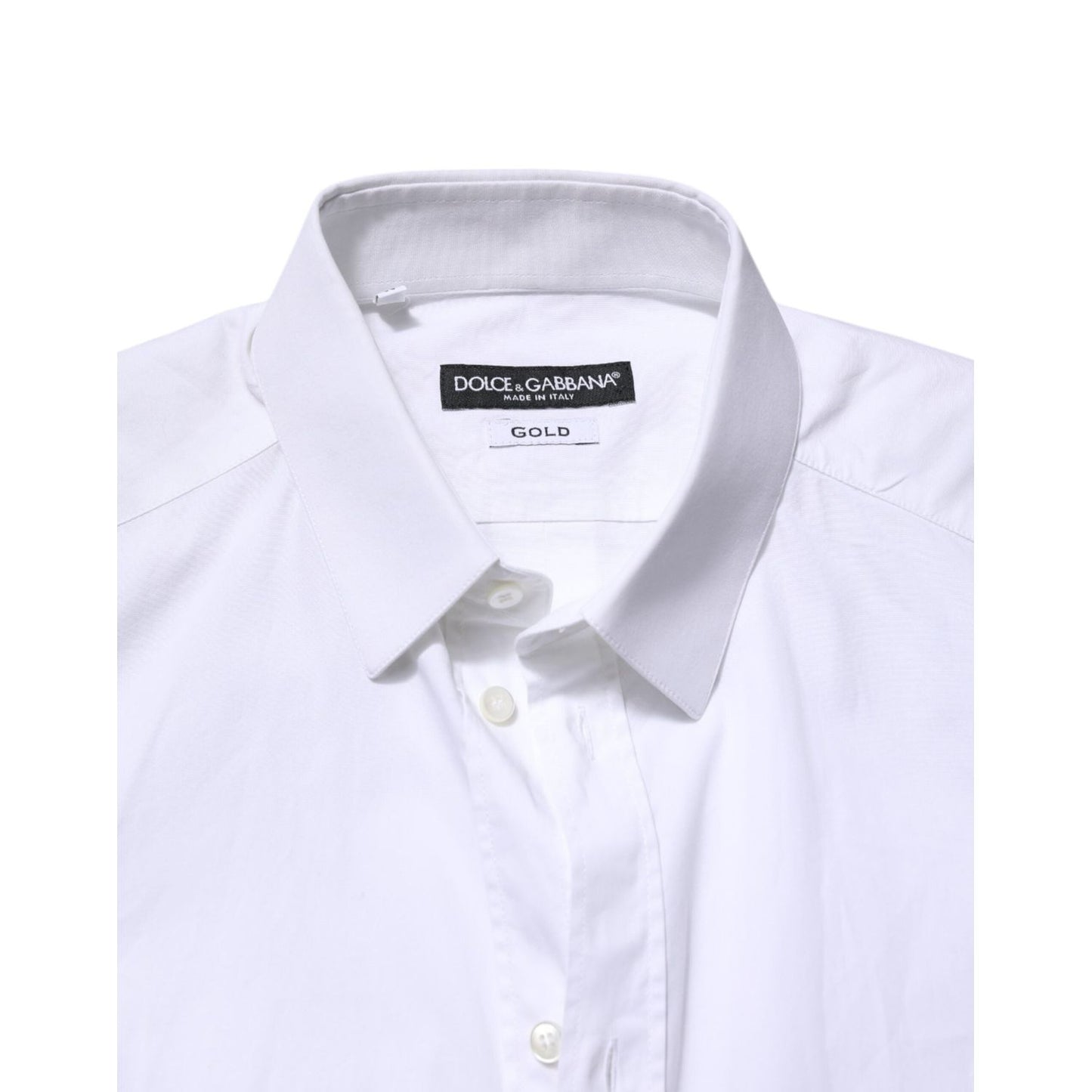 Dolce & Gabbana White Cotton GOLD Long Sleeves Dress Shirt